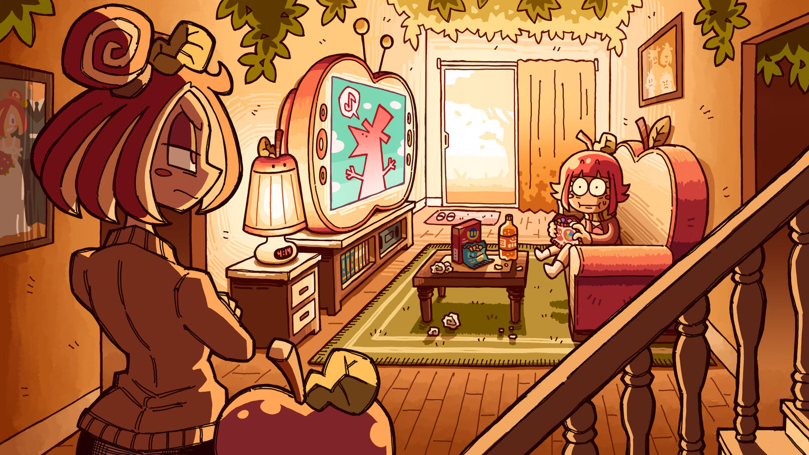 An interior shot of Applesauce's living room
